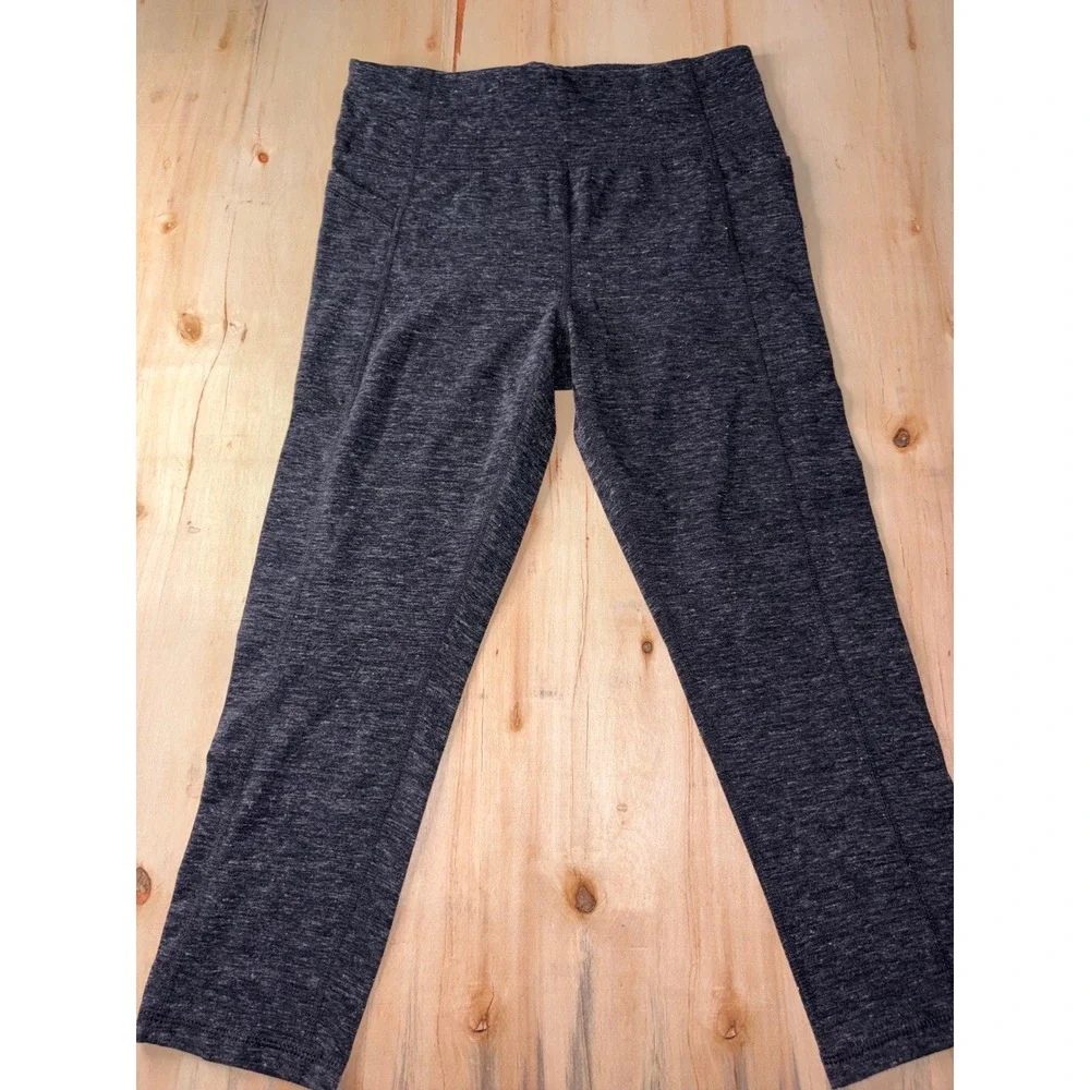 Athletic Works Womens Charcoal Heather Grey HighWaist Cropped Leggings Small 4-6